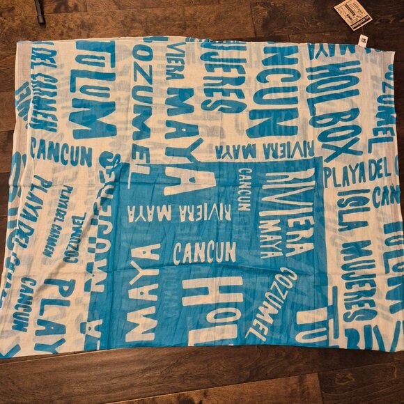 NWT  ISSIMO Destination Turquoise and White Wrap Scarf Sarong - Picture 5 of 10